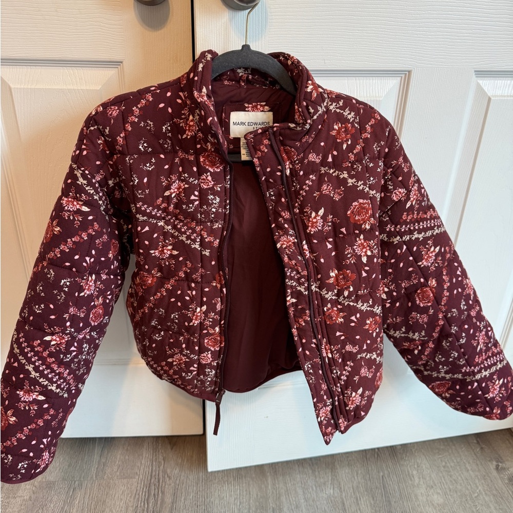 Mark Edwards Spring Women's Burgundy Floral Quilted Jacket